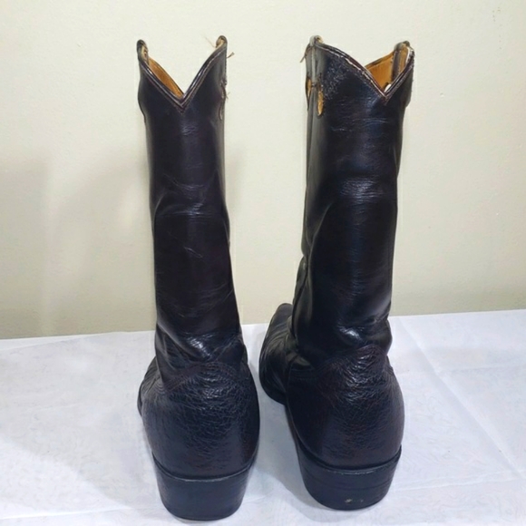 Nocona Cowboy Boots Vintage 1980s Dark Chocolate Tall Women's Size 12 1/2 R - Picture 5 of 16